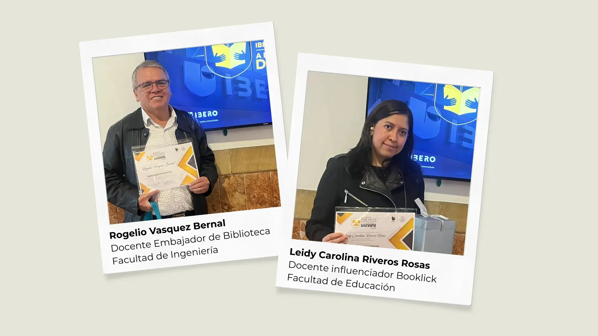Docentes reconocidos y premiados por la bibioteca. Excelencia docente